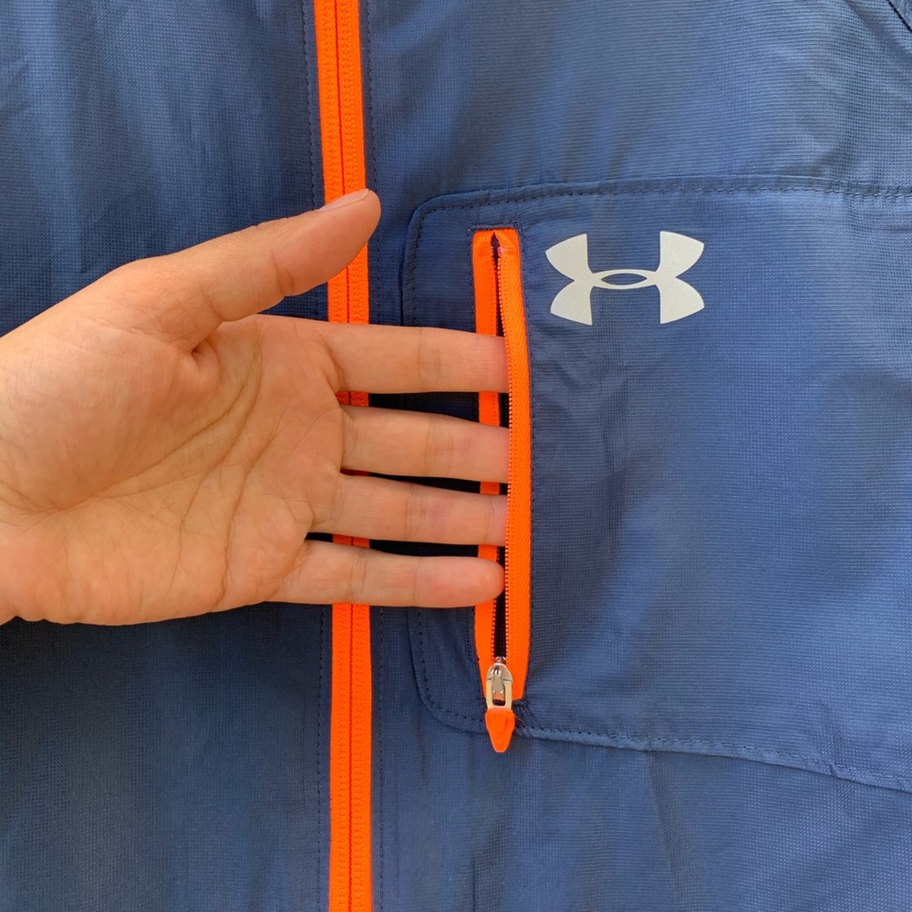 Under Armour blue orange unlined lightweight zip up windbreaker layering coat - Picture 5 of 13
